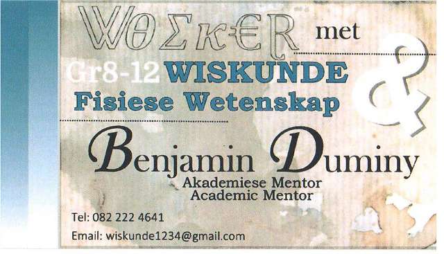 Wiskunde Wetenskap klasse